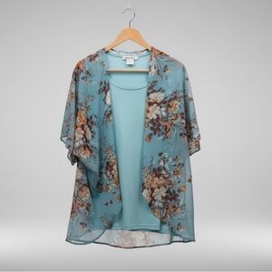 Plus Size XXL Floral Kimono Cardigan Lightweight Boho Layering Top 2 shirts!!!